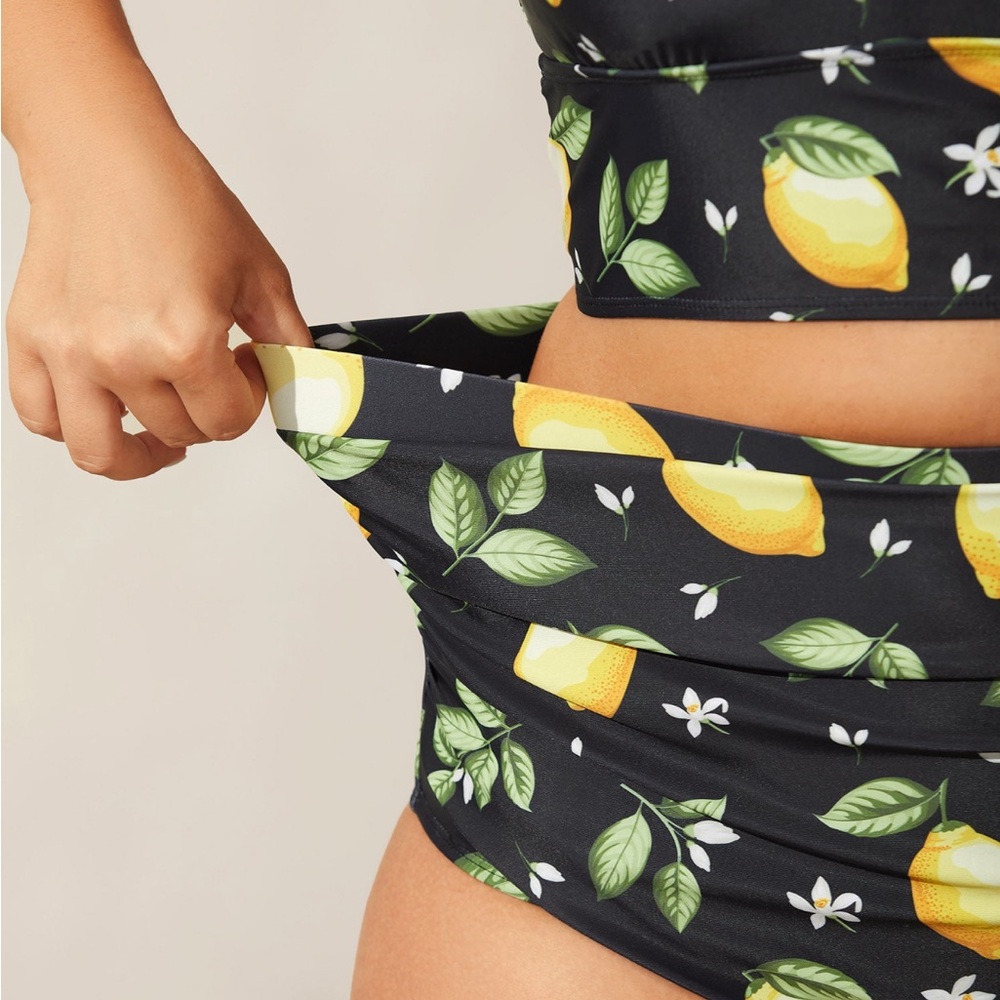 Lemon Print High-Waisted Bikini Set - Picture 3 of 4